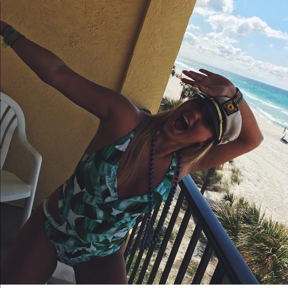 Pacsun green leaf one piece